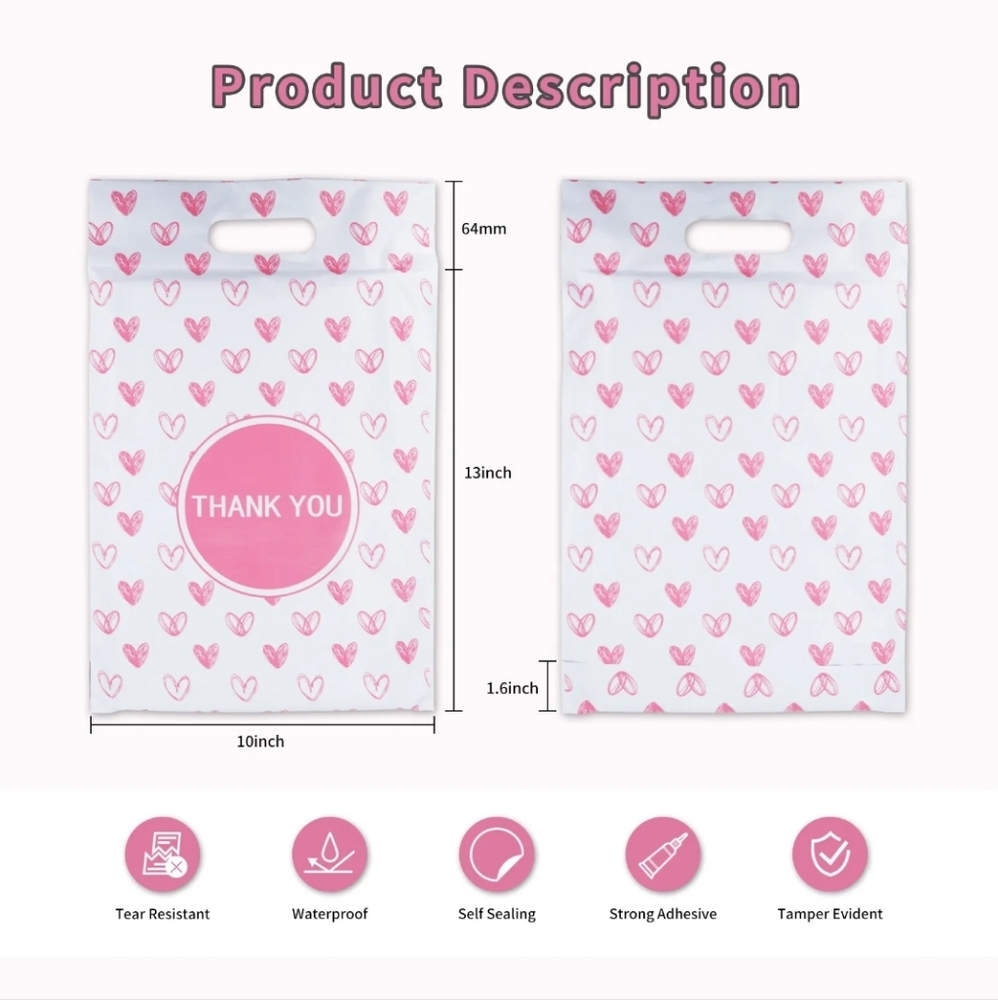 25pk 10x13 ♥️ handle THANK YOU poly mailers. Self sealing. Waterproof